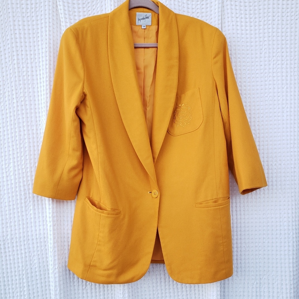 80's blazer yolk yellow merino wool USA